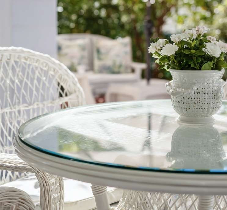 Glass top patio tables Lumira Glass